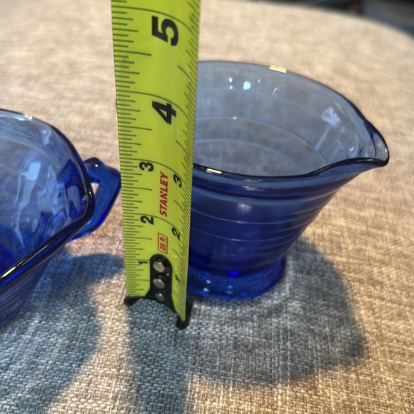 VTG Moderntone Creamer & Open Sugar Set 2 pc Cobalt Blue Hazel Atlas Gla… - Picture 6 of 9